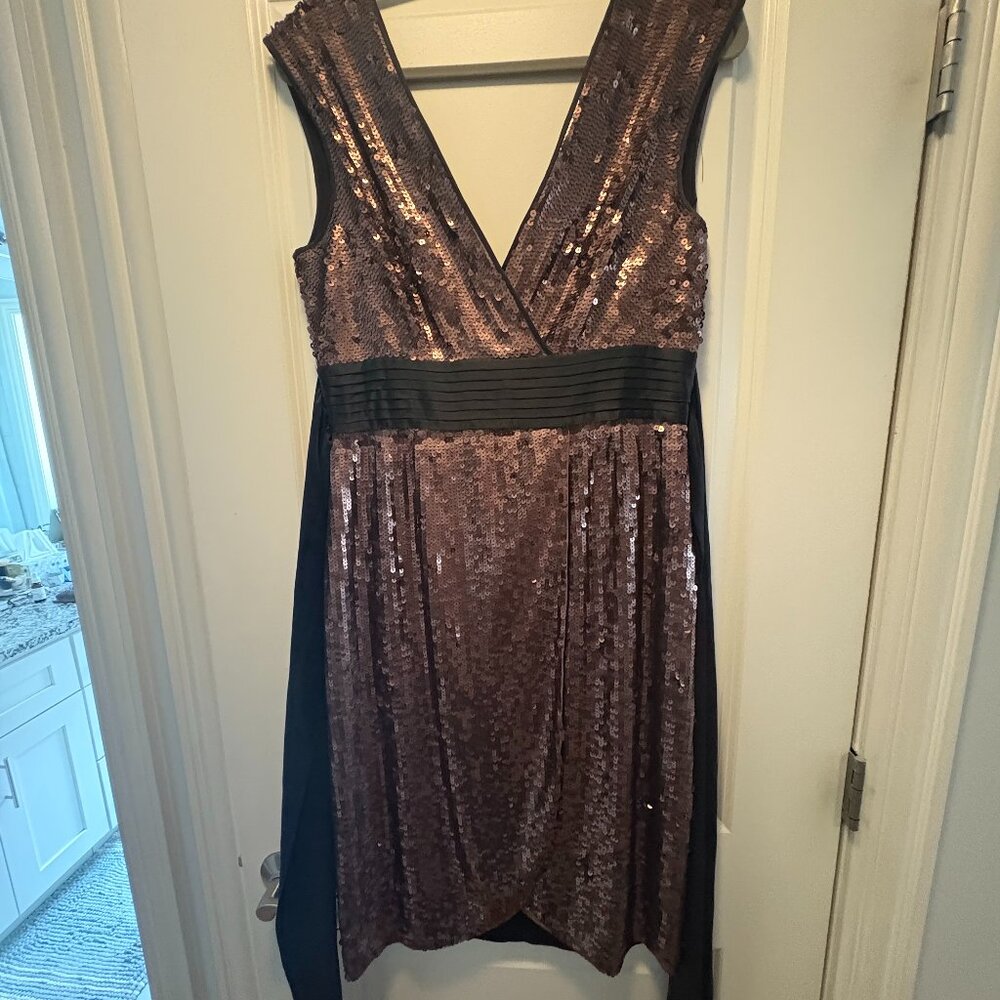 BCBG Max Azria Bronze Sequined Cocktail Dress